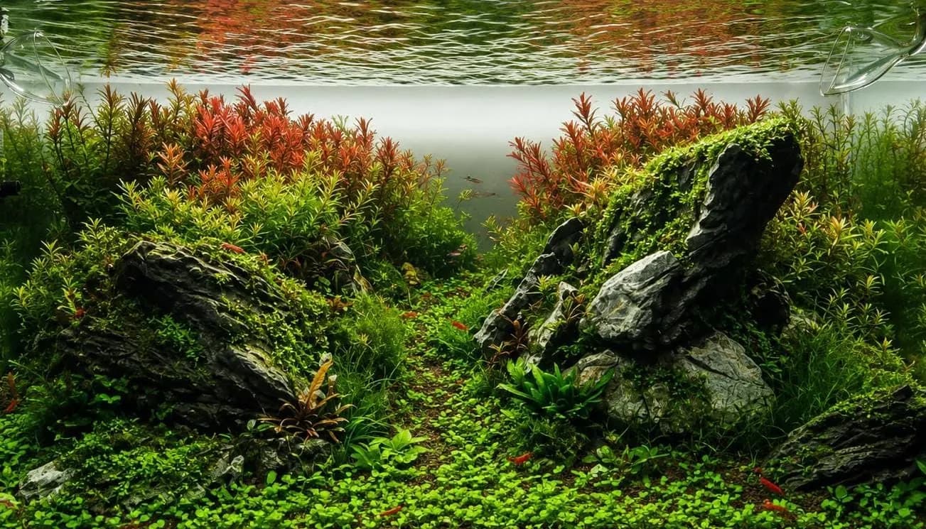 Aquascape yang telah selesai dikerjakan