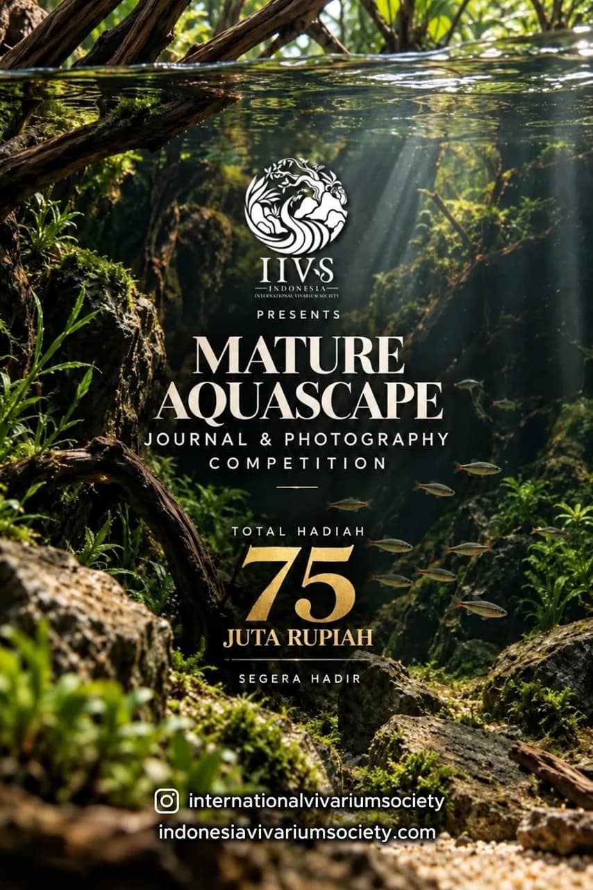 Poster IIVS Mature Aquascape Journal & Photography Competition, total hadiah 75 juta rupiah, segera hadir